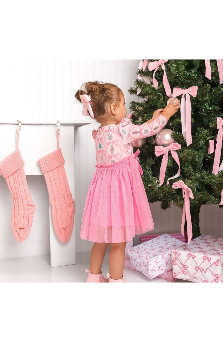 Sweet Wink Nutcracker Trellis Christmas Long Sleeve Tutu Dress, Alternate, color, Pink