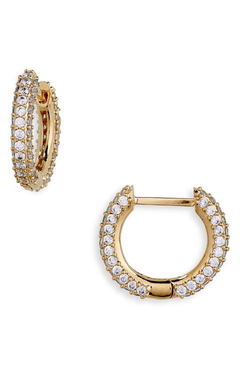 Pavé Cubic Zirconia Huggie Hoop Earrings