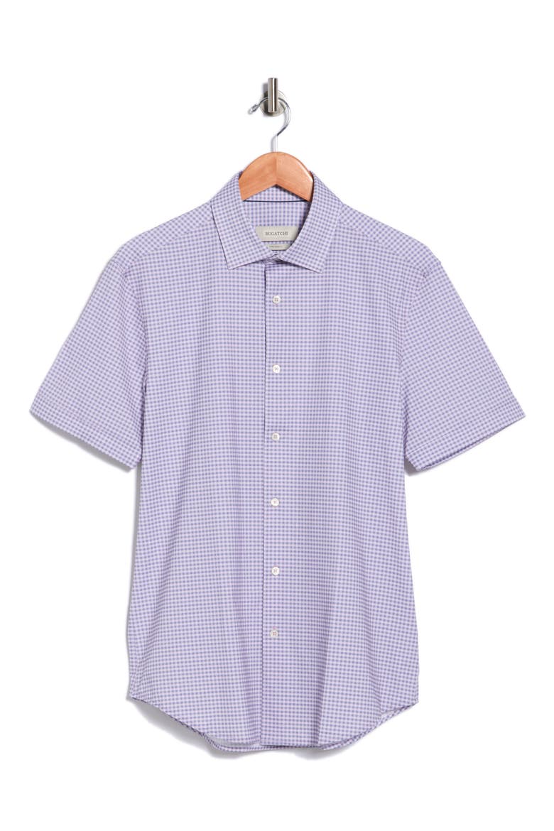 Plaid Stretch Cotton Short Sleeve Button-Up Shirt, Alternate, color, PINK