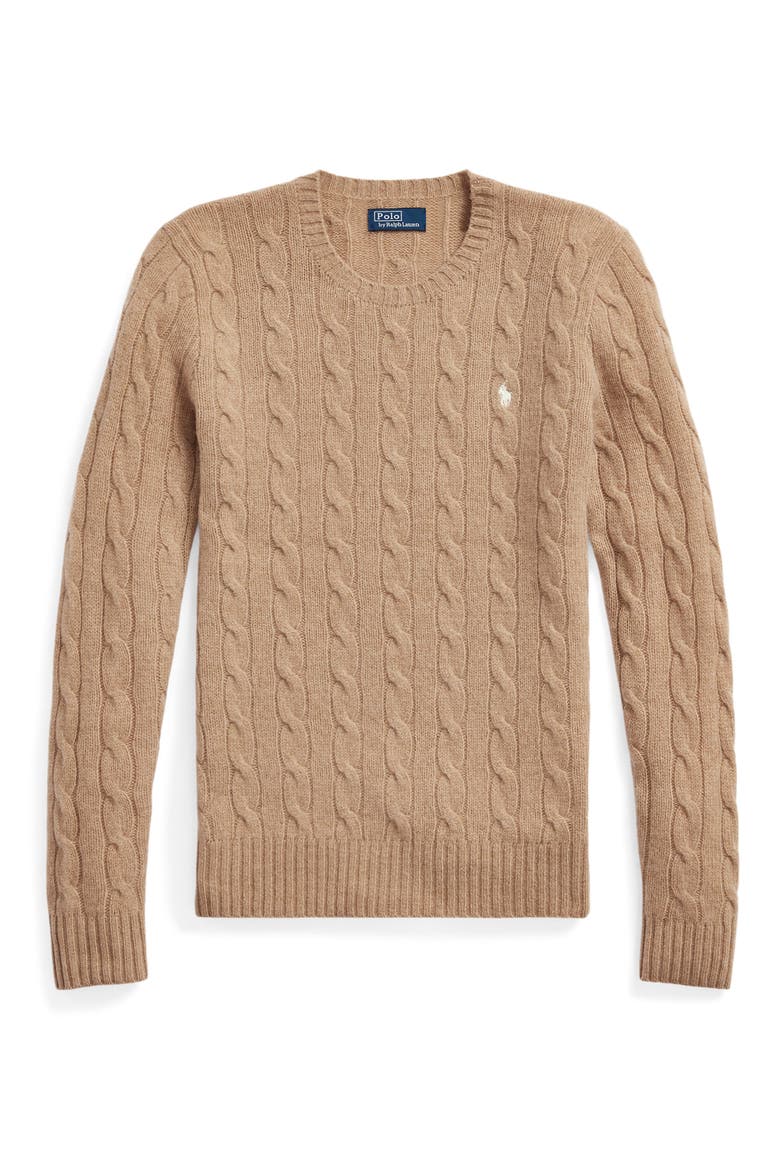 Julianna Cable Knit Wool & Cashmere Sweater, Alternate, color, COLLECTION CAMEL MELANGE