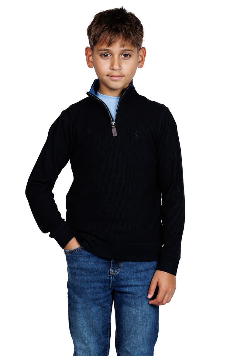 Kids' Knit Quarter-Zip Pullover, Main, color, BLACK HEATHER
