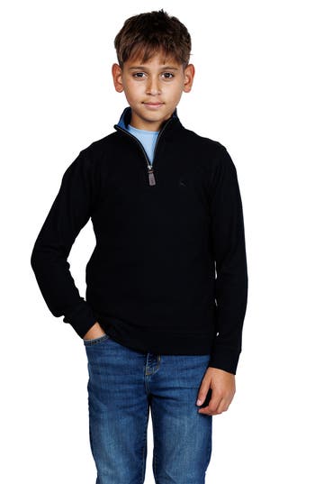 Tailorbyrd Kids' Knit Quarter-zip Pullover In Black