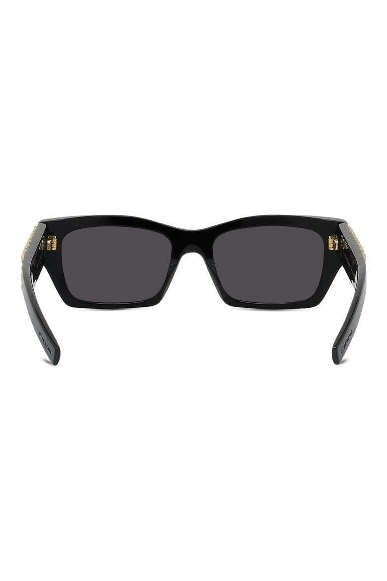 Plumeties 54mm Geometric Sunglasses, Alternate, color, SHINY BLACK / SMOKE
