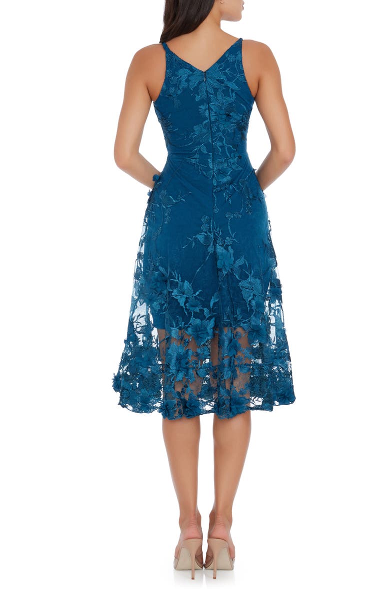 Dress the Population Audrey Embroidered Fit & Flare Dress, Alternate, color, Peacock Blue
