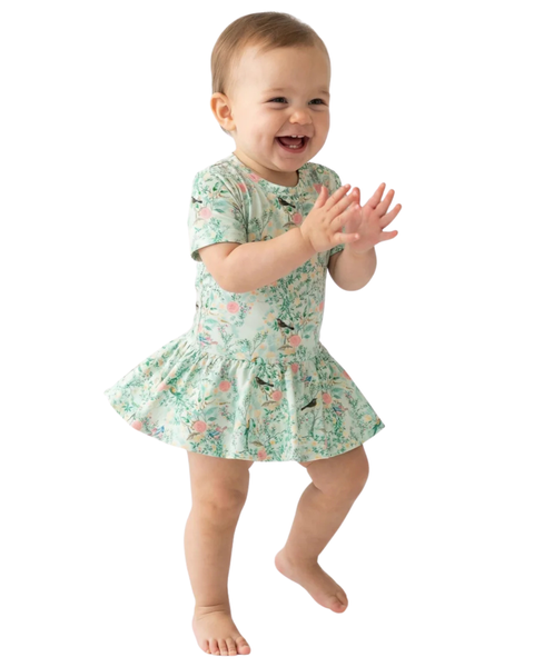 Sage Blossom Twirl Dress with Bodysuit (Baby)