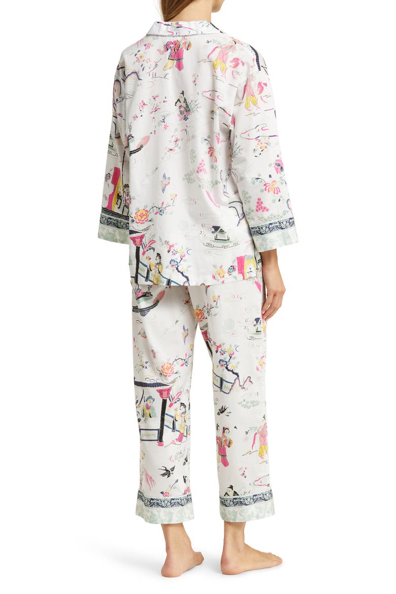 Kana Print Cotton Sateen Pajamas, Alternate, color, WARM WHITE