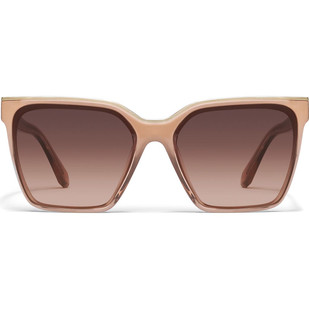 Quay Level Up 60mm Square Sunglasses In Chamomile/dark Fawn