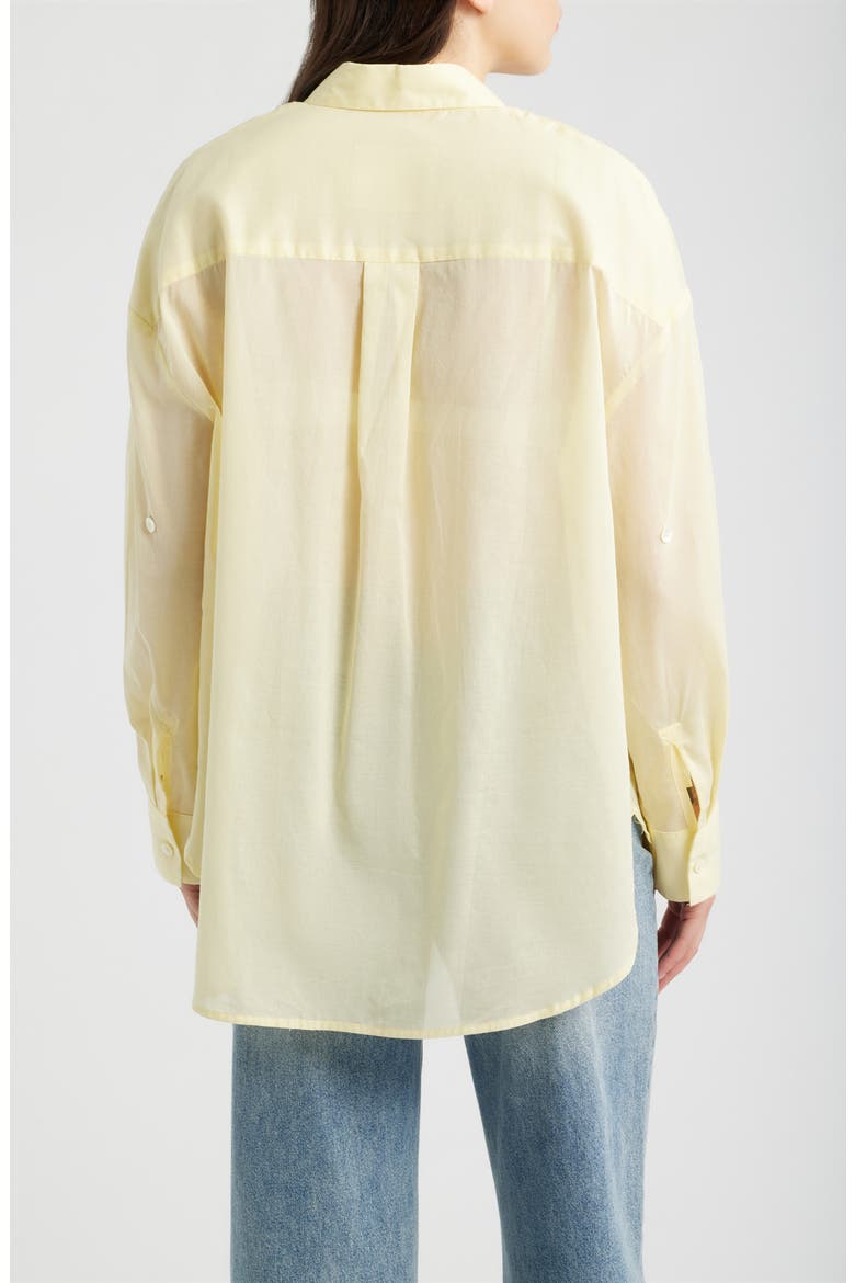 Oversized Cotton Button-Up Shirt, Alternate, color, BUTTER YELLOW SHEER