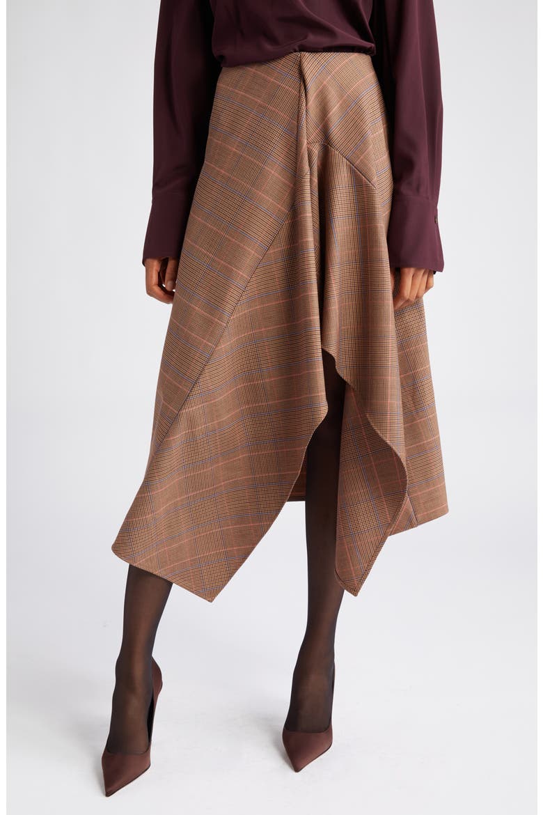 Navy Plaid Drape Handkerchief Hem Skirt, Alternate, color, SABLE MULTI
