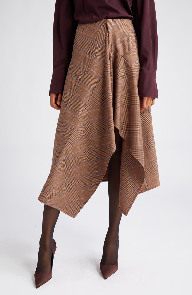 A.L.C. Navy Plaid Drape Handkerchief Hem Skirt, Alternate, color,