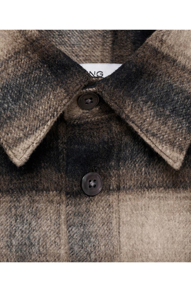 MANGO Check Wool Blend Overshirt, Alternate, color, 