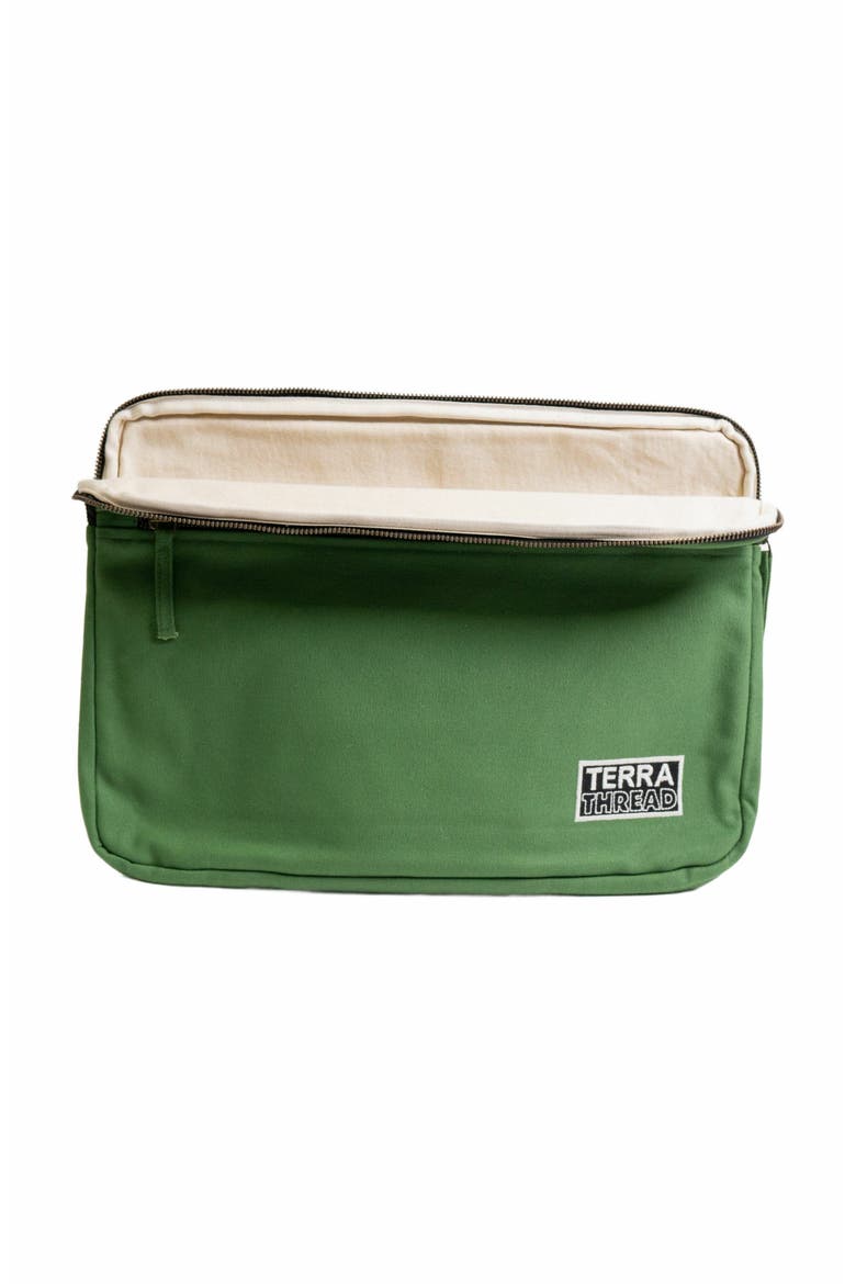 15.6-Inch Organic Cotton Laptop Sleeve, Alternate, color, Moss Green