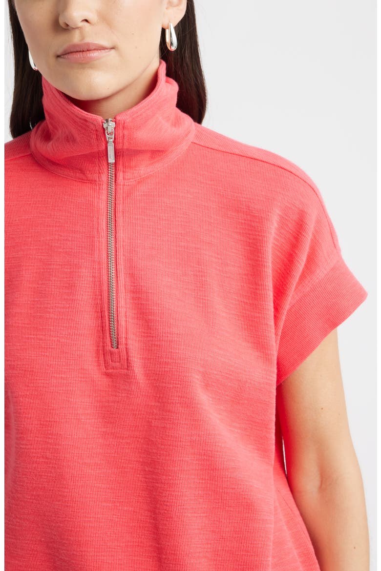 Short Sleeve Quarter Zip Sweatshirt, Alternate, color, RED GERANIUM