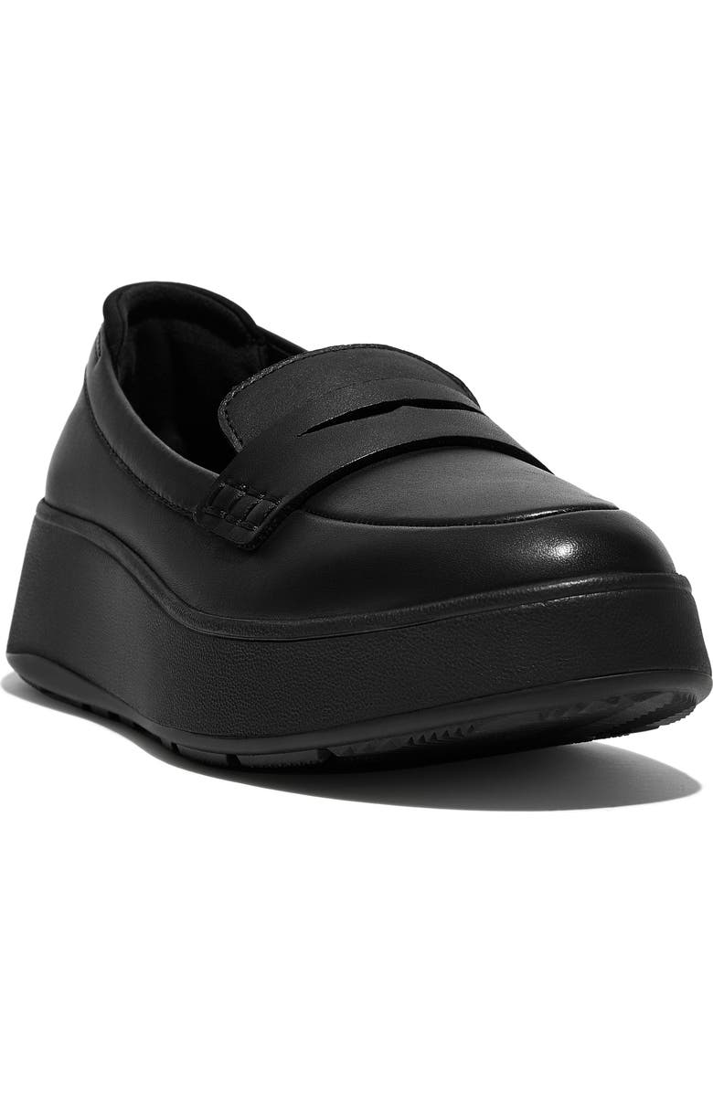 FitFlop F-Mode Leather Flatform Penny Loafer, Main, color,
