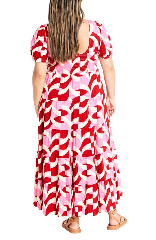 City Chic Mila Print Maxi Dress In Red