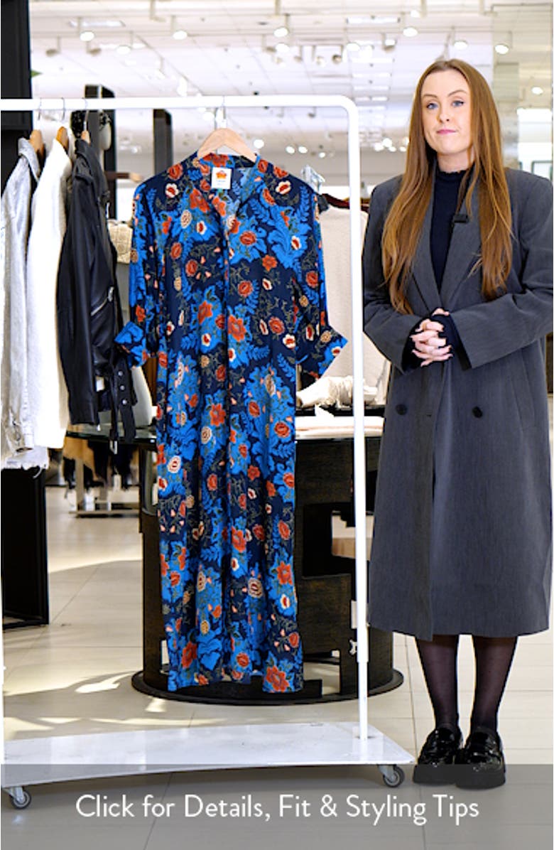 Arabesque Floral Print Long Sleeve Midi Dress, sales video thumbnail
