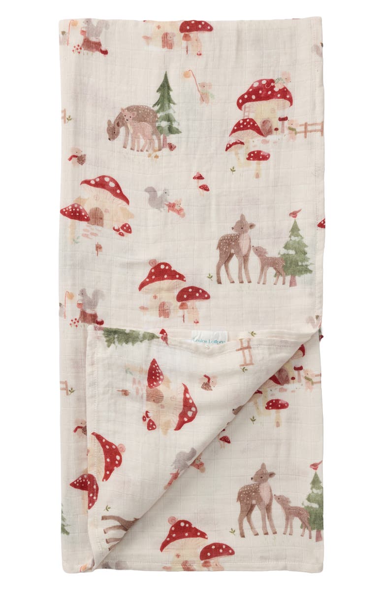 Loulou Lollipop Muslin Swaddle Blanket, Main, color, Forest Families