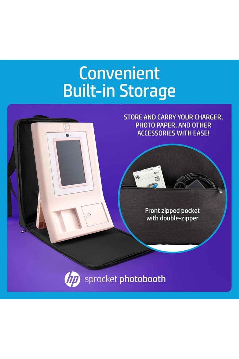 Sprocket Photobooth Travel Backpack (Black), Exclusively for the HP Sprocket Photobooth Printer, Alternate, color, Black