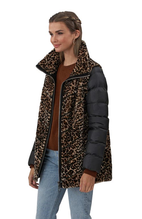 Gorski Shearling Lamb Chevron Jacket With Detachable Horizontal Quilted Sleeves In Animal Print