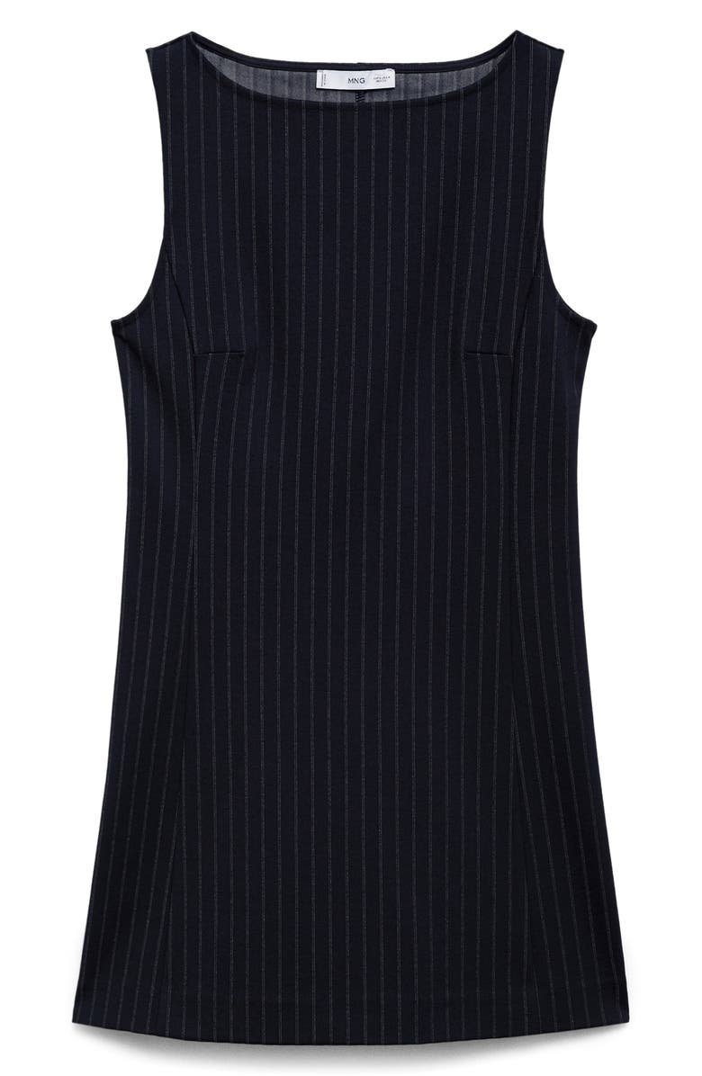 MANGO Pinstripe Sleeveless Dress, Alternate, color, Navy