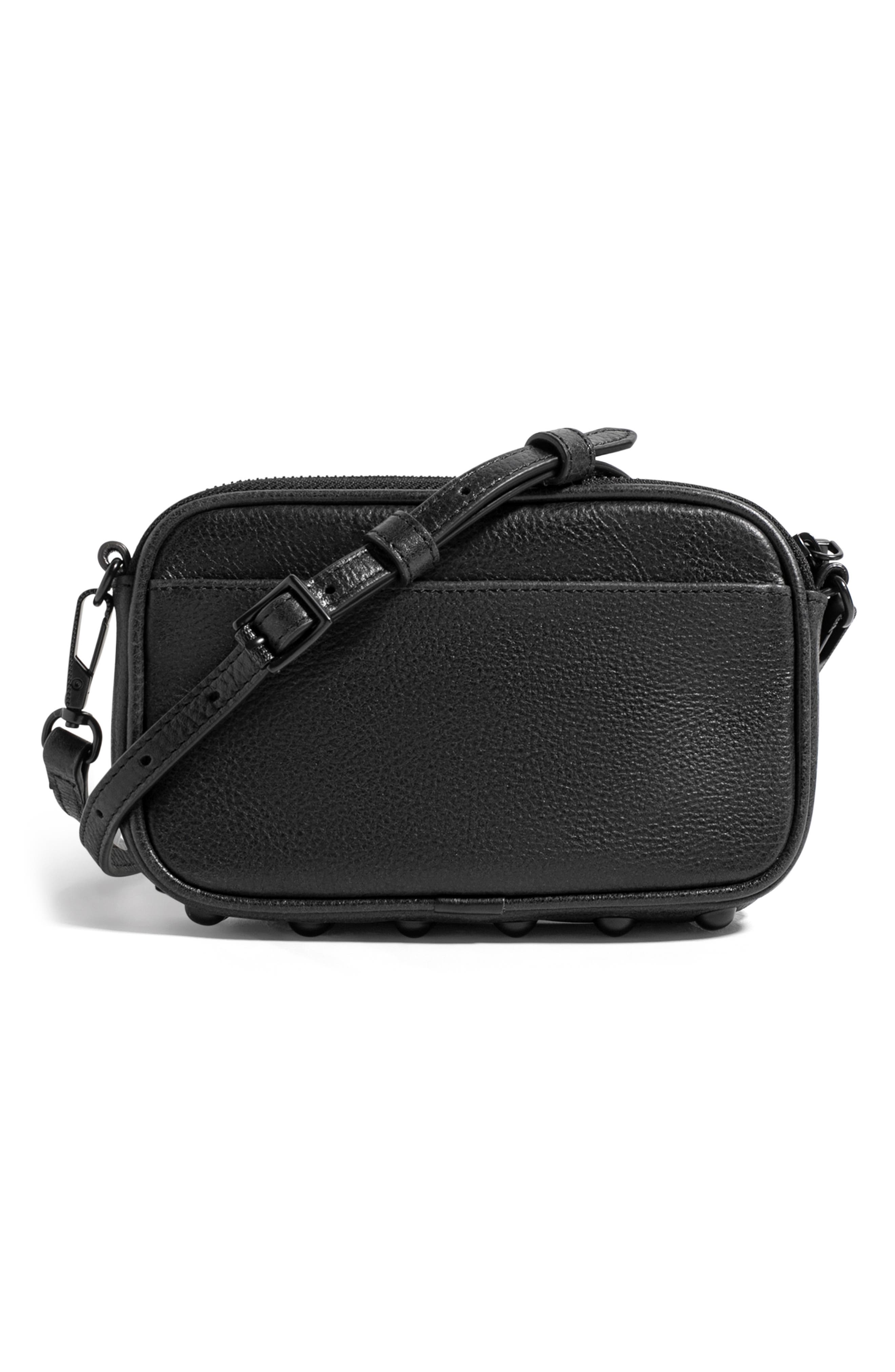 Let's Ride Mini Leather Crossbody Bag, Alternate, color, BLACK W SHINY BLACK
