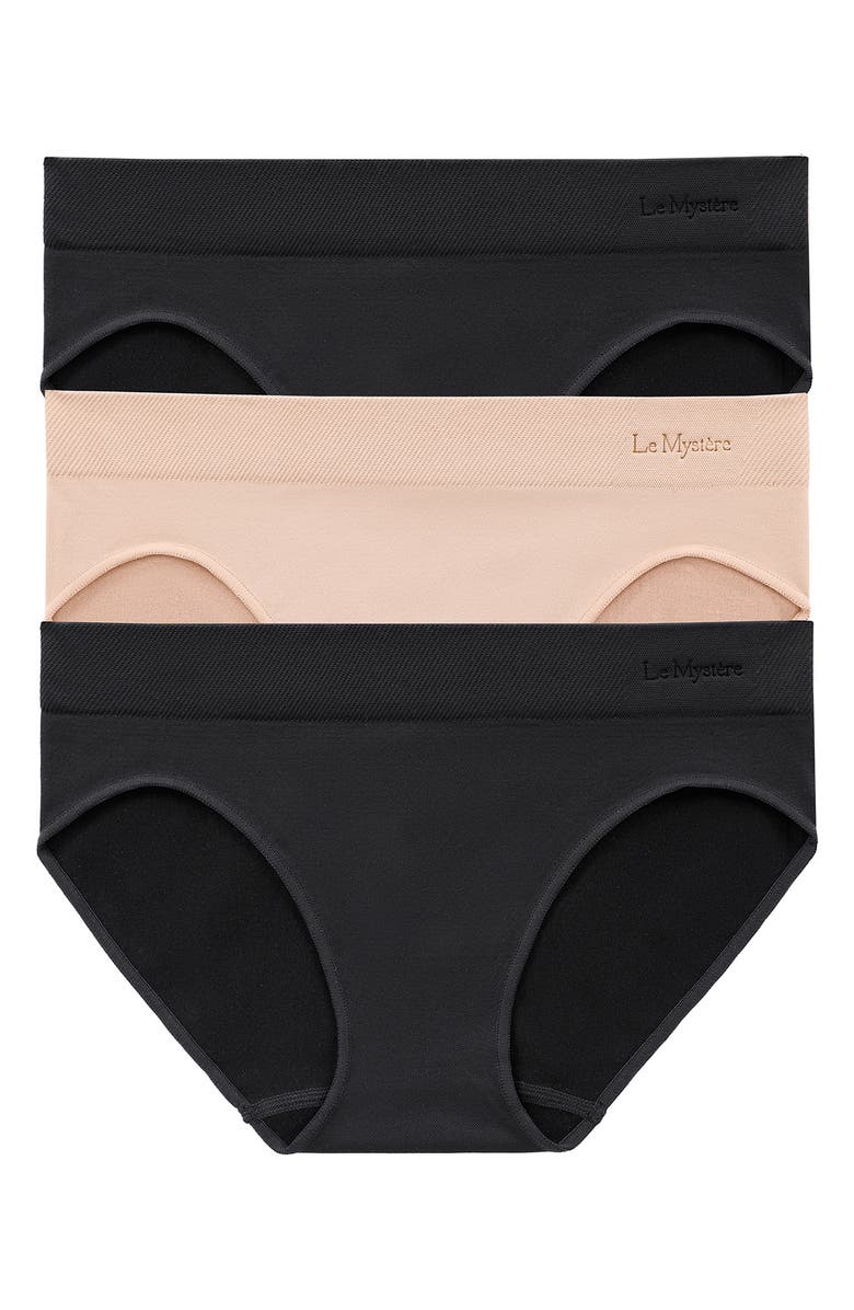 Le Mystère Seamless Comfort Assorted 3-Pack Bikinis, Main, color, Black/ Black/ Natural