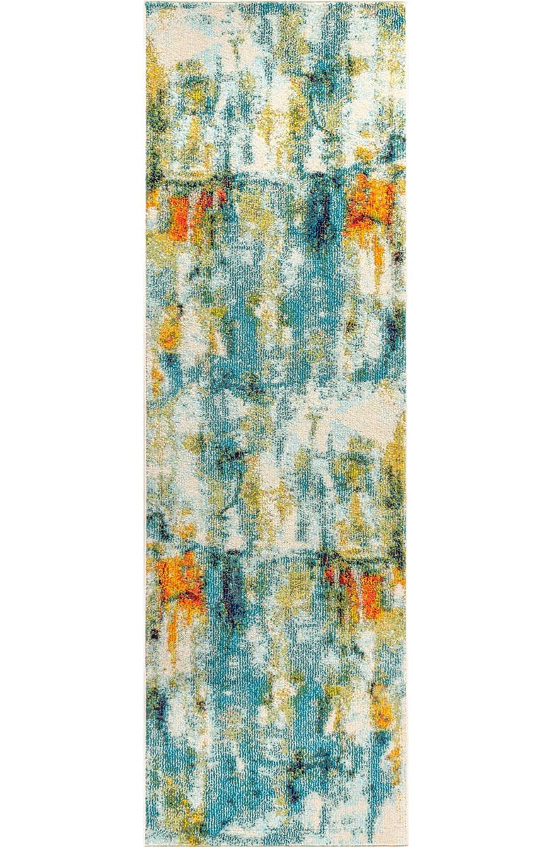JONATHAN Y Groovy Solid Shag Area Rug, Main, color, Blue/Cream