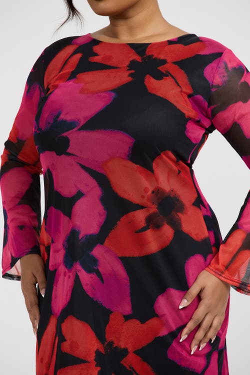Fashion-szn Curve Bold Floral Print Mini Dress In Pink