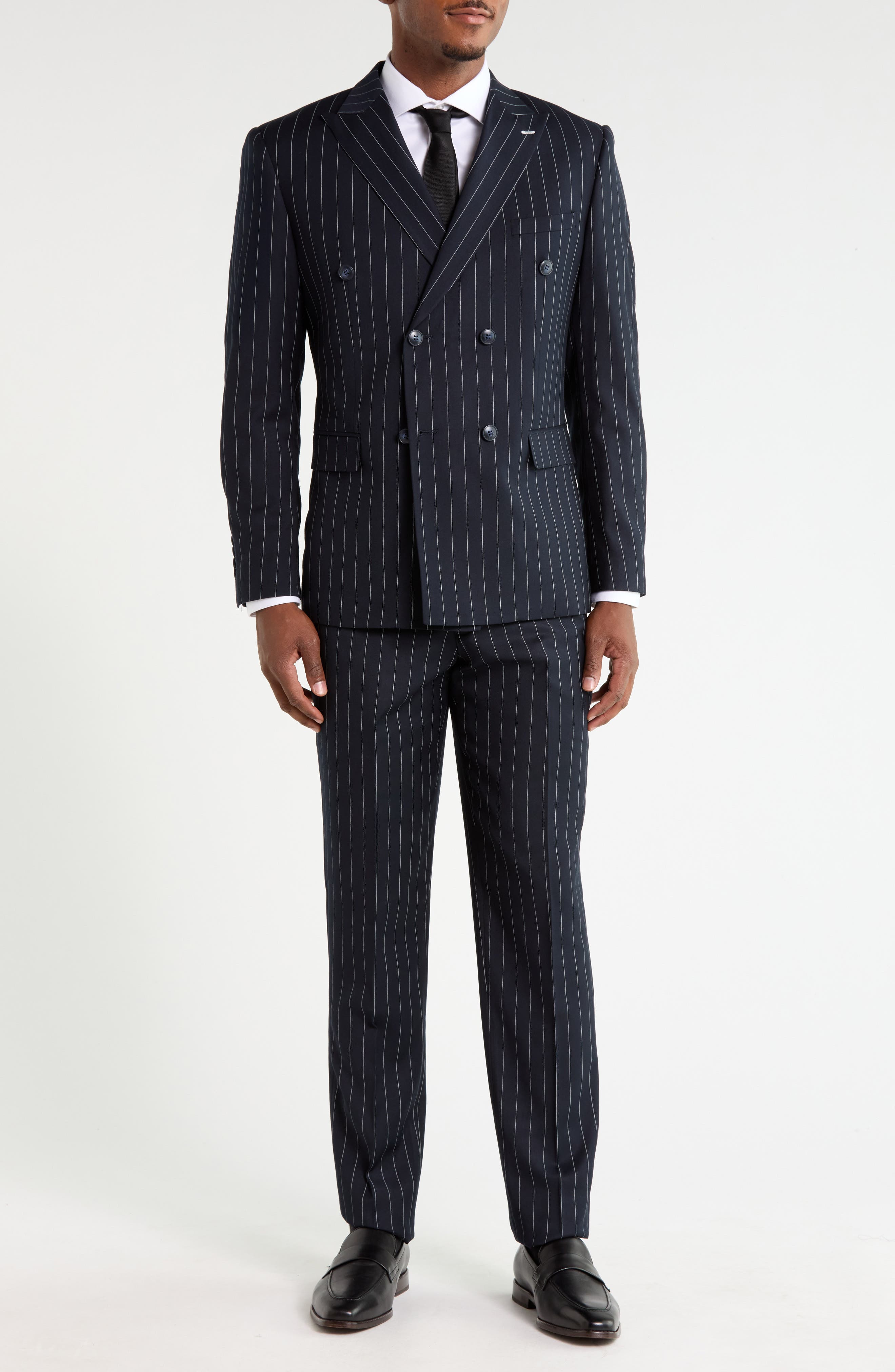 Pinstripe Peak Lapel Two-Piece Suit
