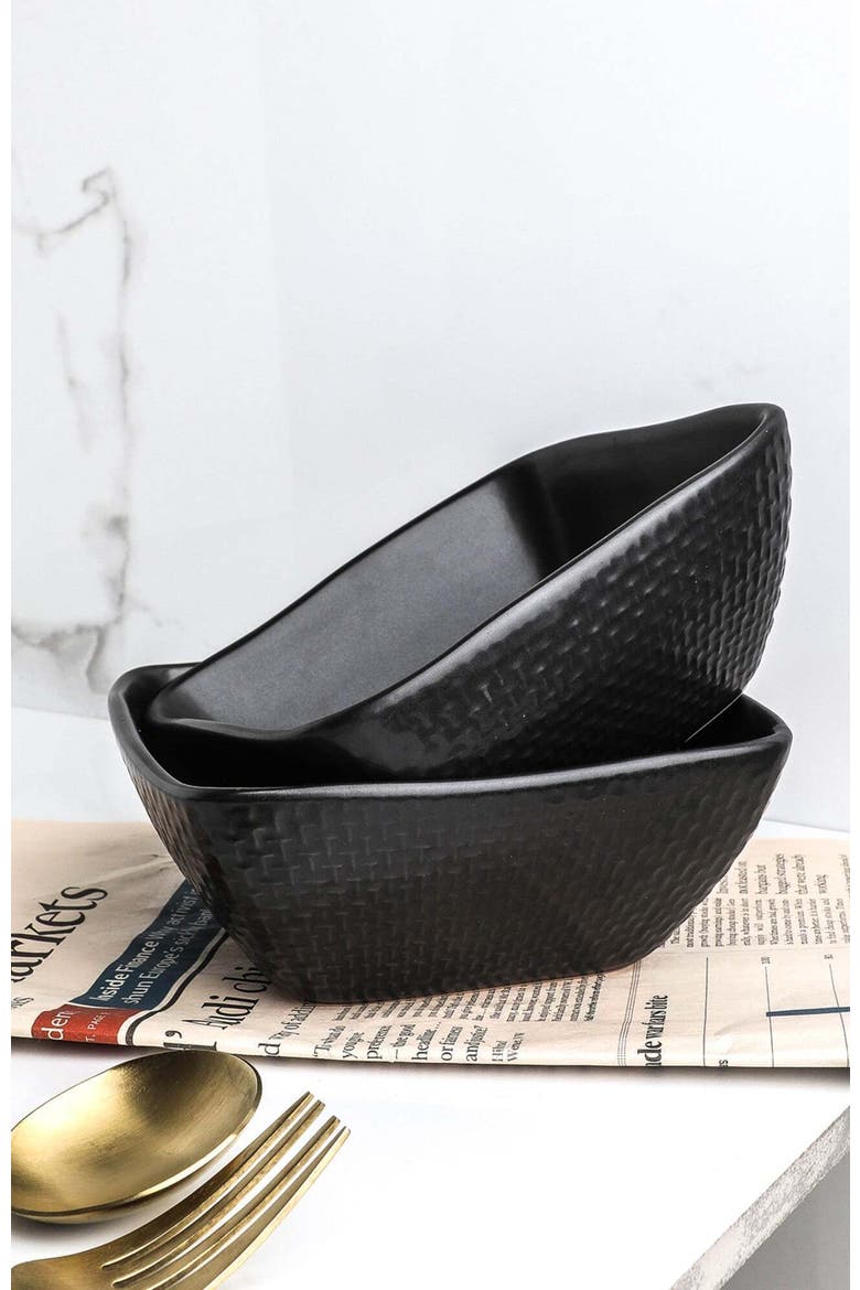 Olivia Stoneware 4-Piece Bowl Set, Alternate, color, Black