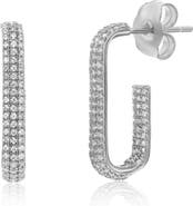 SUZY LEVIAN Pavé Cubic Zirconia Open Paper Clip Hoop Earrings