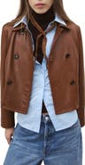 MANGO Double Breasted Leather Jacket