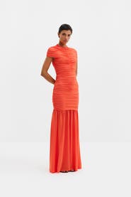 Malina Loana Draped Chiffon Maxi Dress