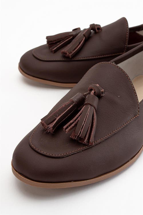Forever & Always Shoes Mona Soft Leather Tassel Loafer In Brown Leather