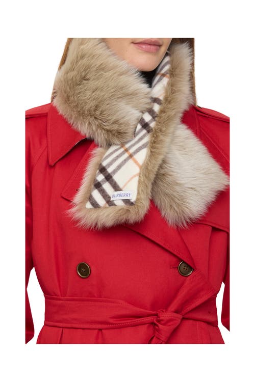 Burberry Reversible Shearling Scarf In Neutral