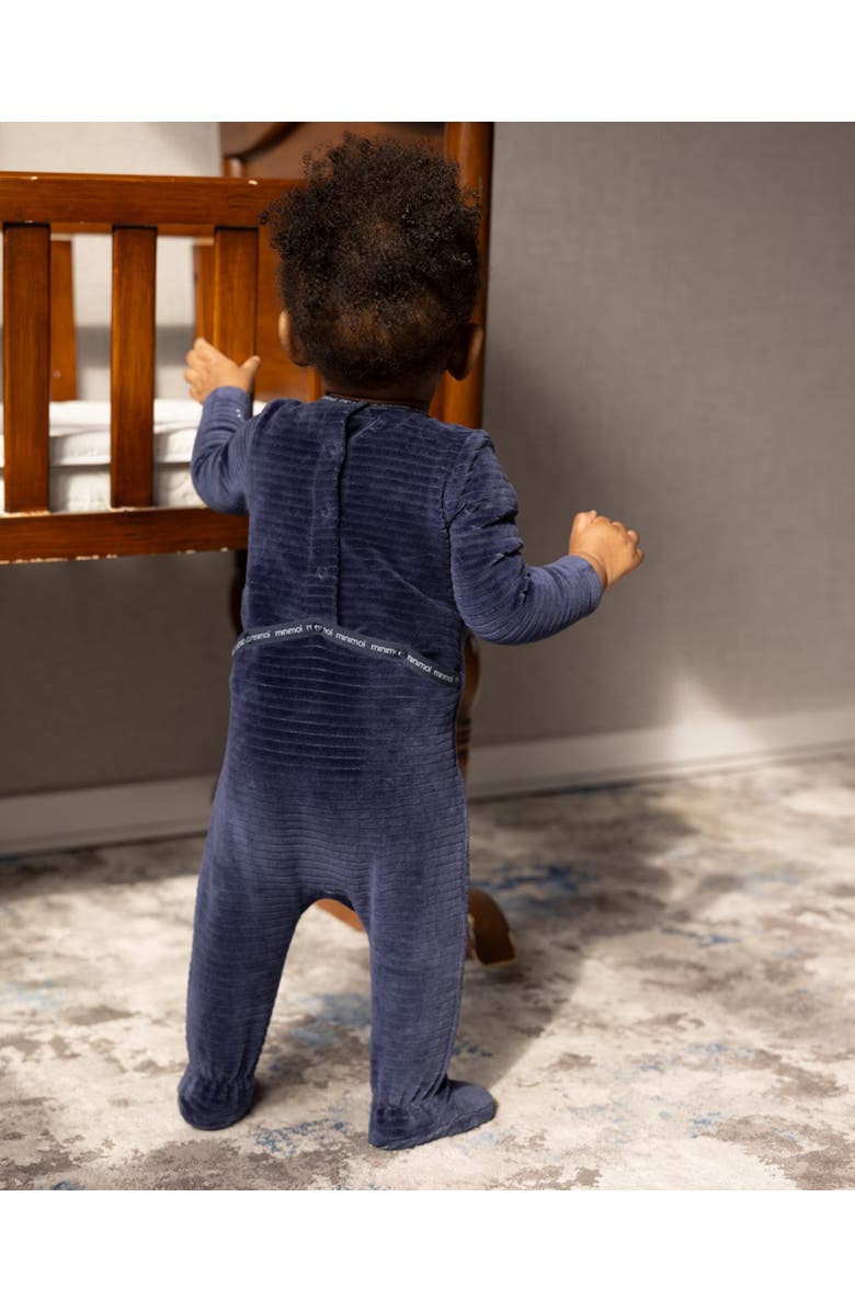 MiniMoi Cotton-Rich Drop-Needle Footie, Alternate, color, Navy