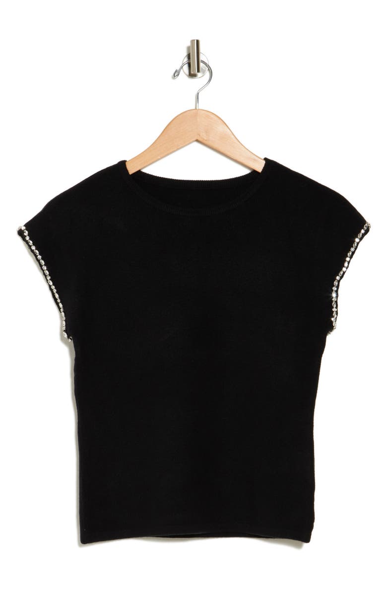 BY DESIGN Isabelle Crystal Trim Cap Sleeve Sweater, Alternate, color, 