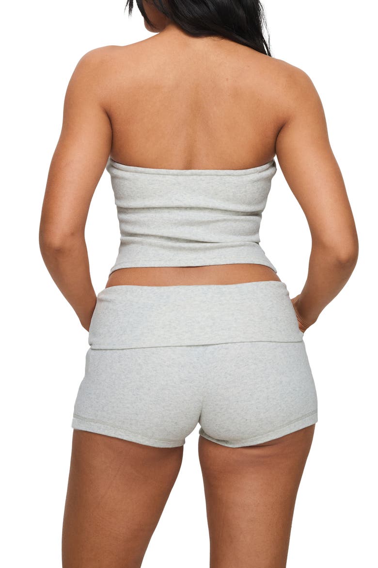 Baseline Strapless Rib Stretch Cotton Top, Alternate, color, GREY MARLE
