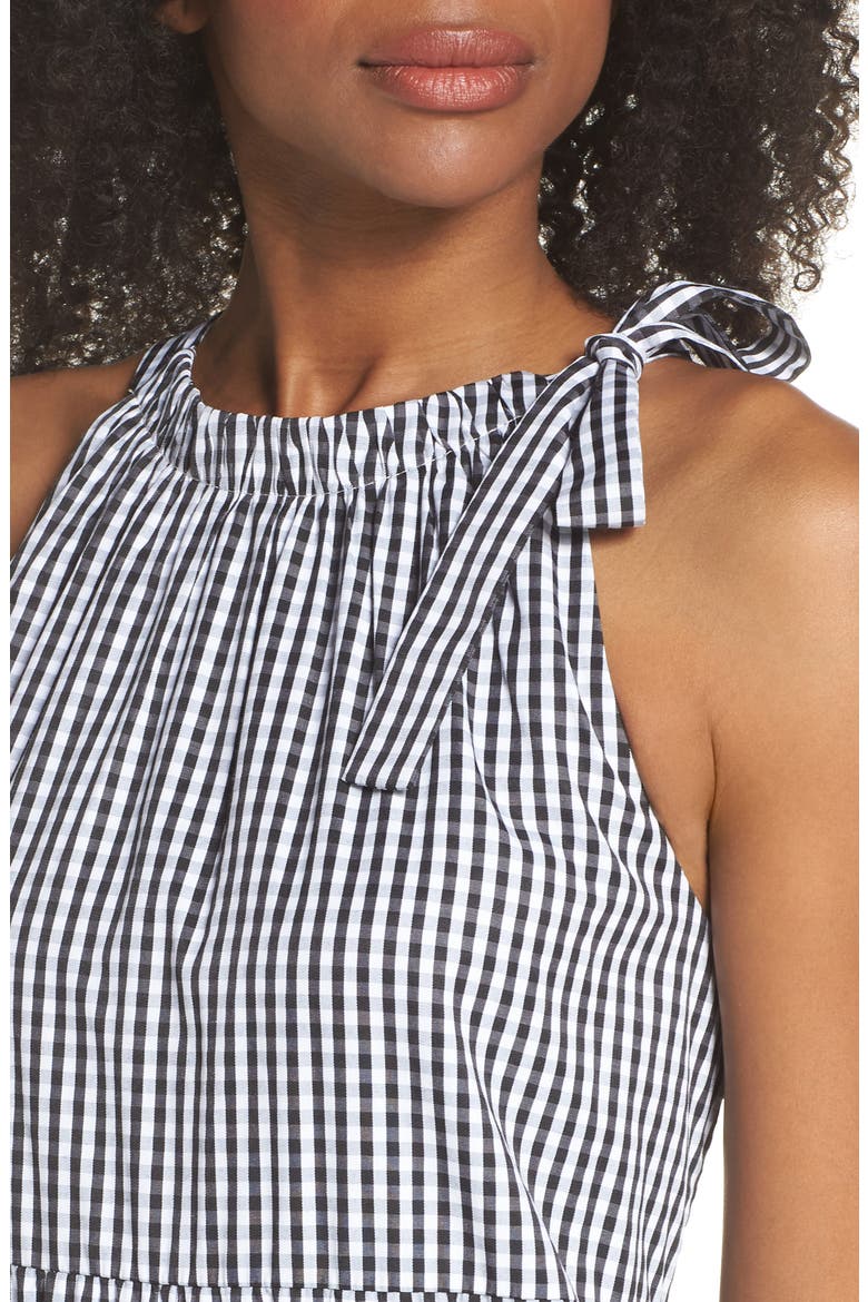 Gingham Check Maxi Dress, Alternate, color, BLACK/ WHITE
