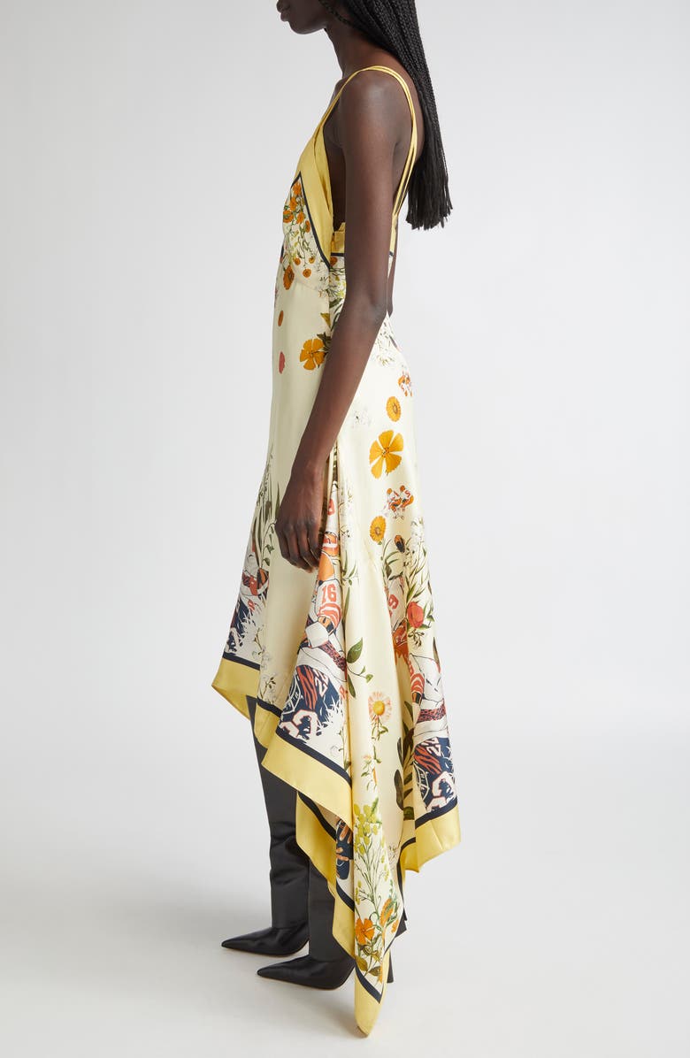 MONSE Floral/Football Handkerchief Hem Slipdress, Alternate, color, Yellow Multi