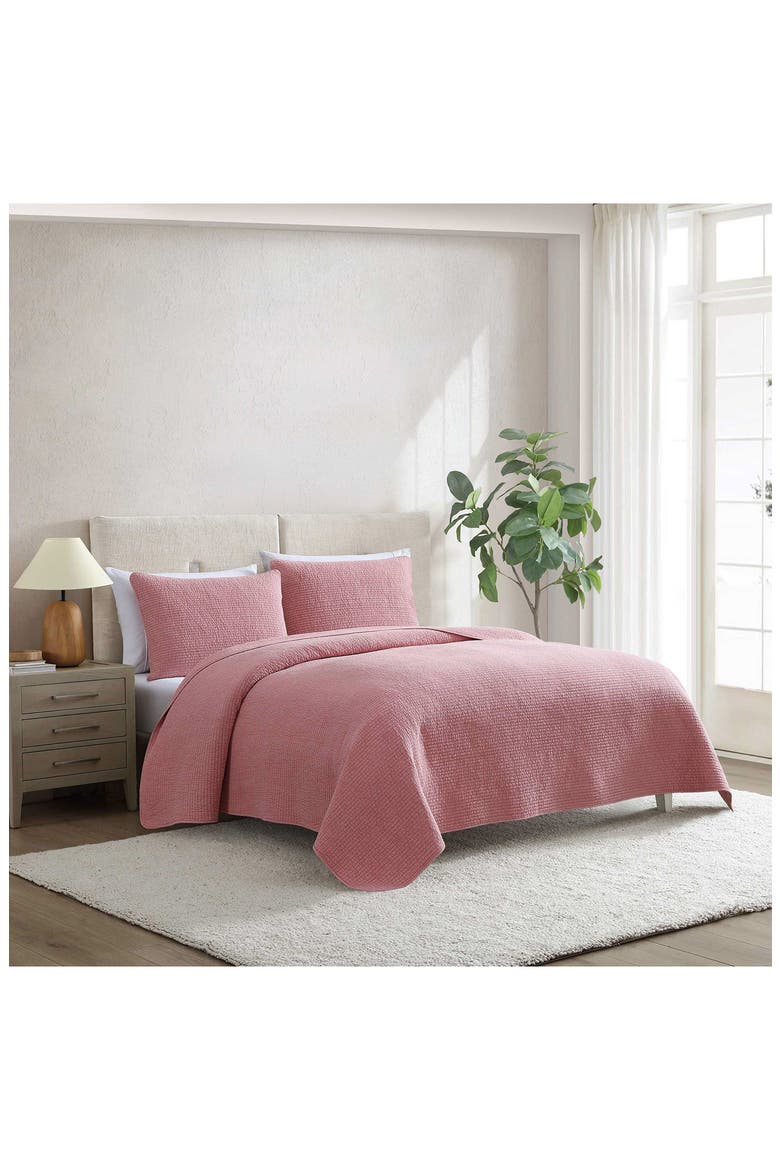 Seashore Stitch Cotton Quilt & Sham Set, Alternate, color, LIGHT / MEDIUM PINK