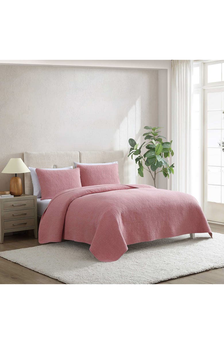 Nautica Seashore Stitch Cotton Quilt & Sham Set, Alternate, color, Light / Medium Pink