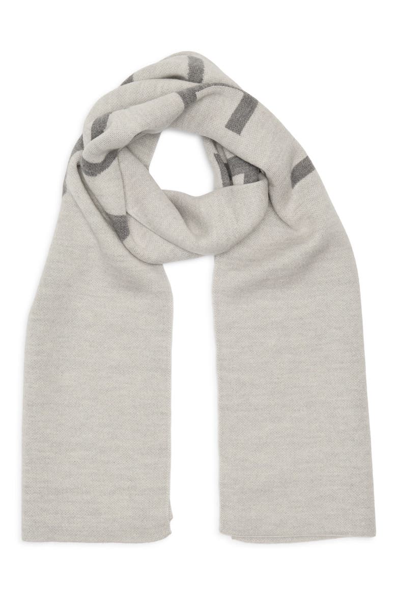 Intarsia 4G Double Face Wool Scarf, Main, color, PEARL GREY