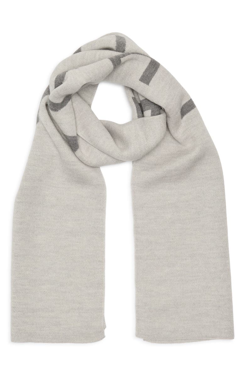 Givenchy Intarsia 4G Double Face Wool Scarf, Main, color, Pearl Grey