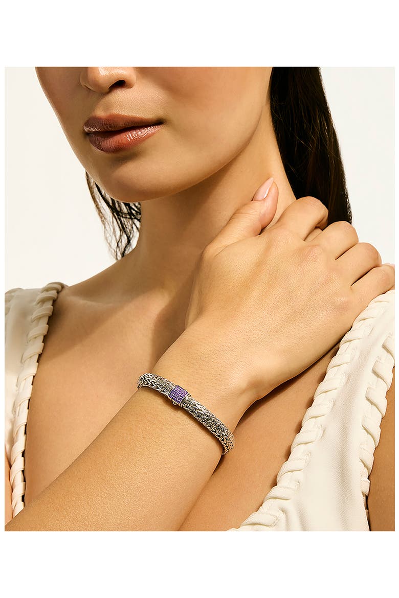 Icon Bracelet, Sterling Silver, Pavé, 6.5mm, Alternate, color, AMETHYST