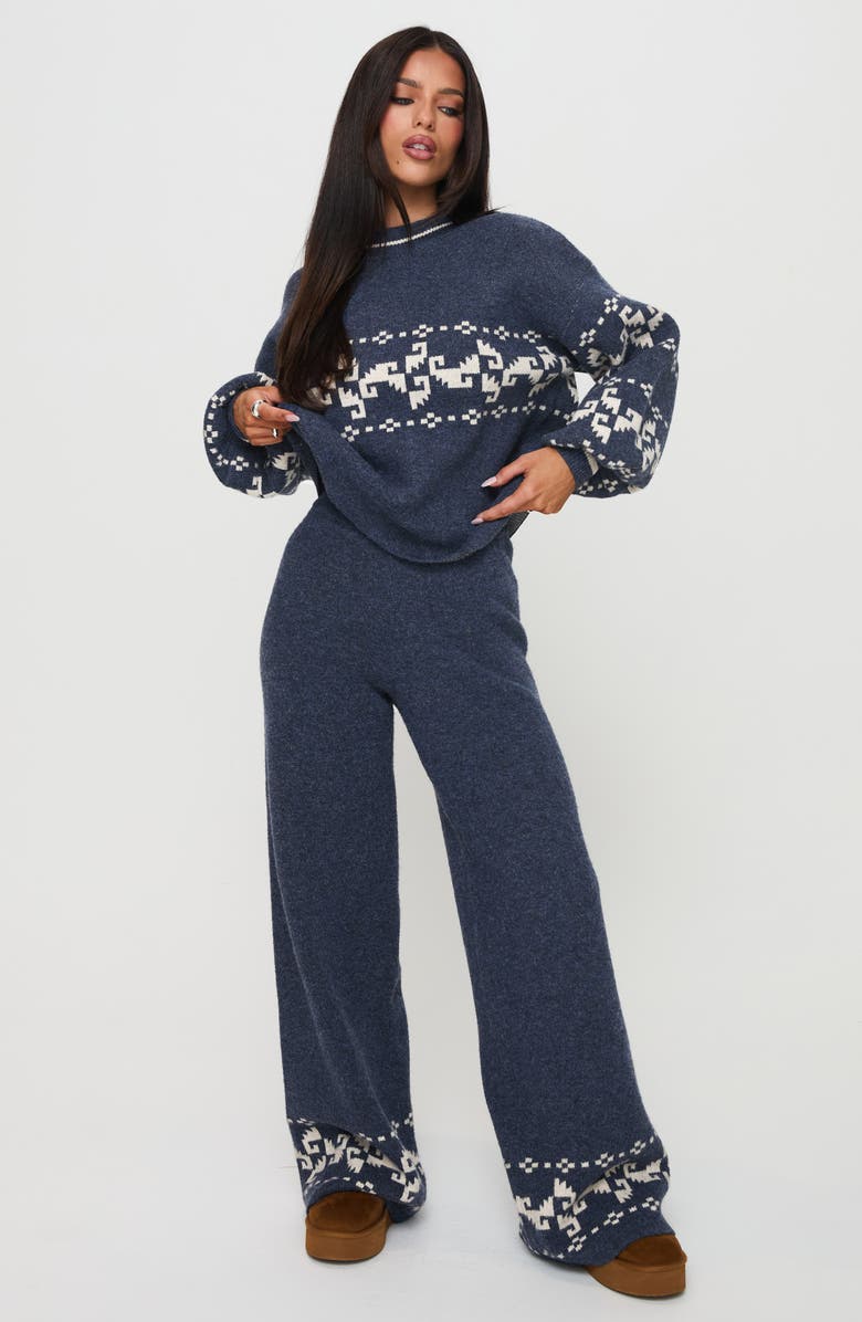 Princess Polly Alpine Sweater Pants, Alternate, color, Blue