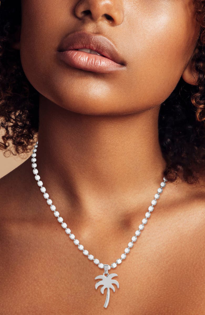 GLAZE JEWELRY Palm Tree Pendant Necklace, Alternate, color, Silver