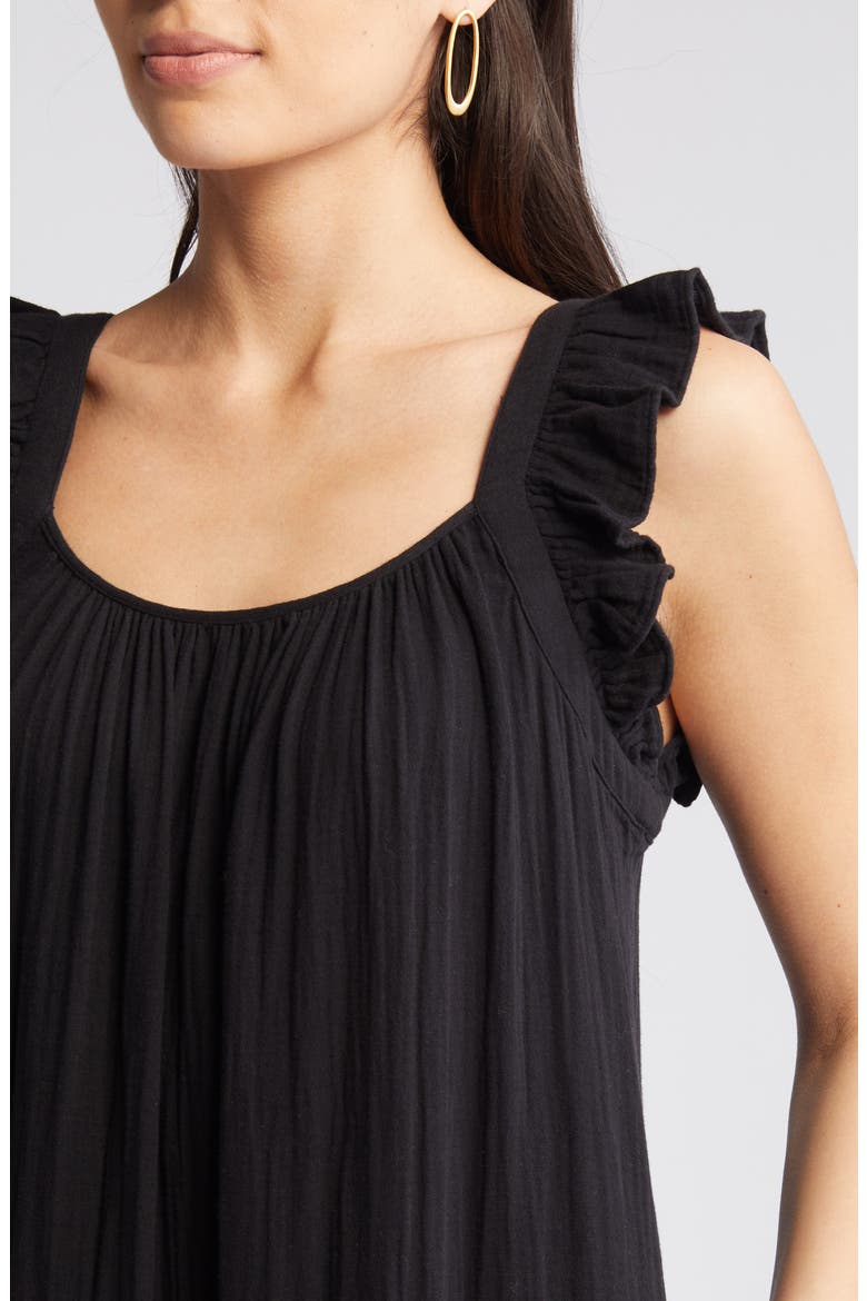 Ruffle Tiered Cotton Maxi Sundress, Alternate, color, BLACK