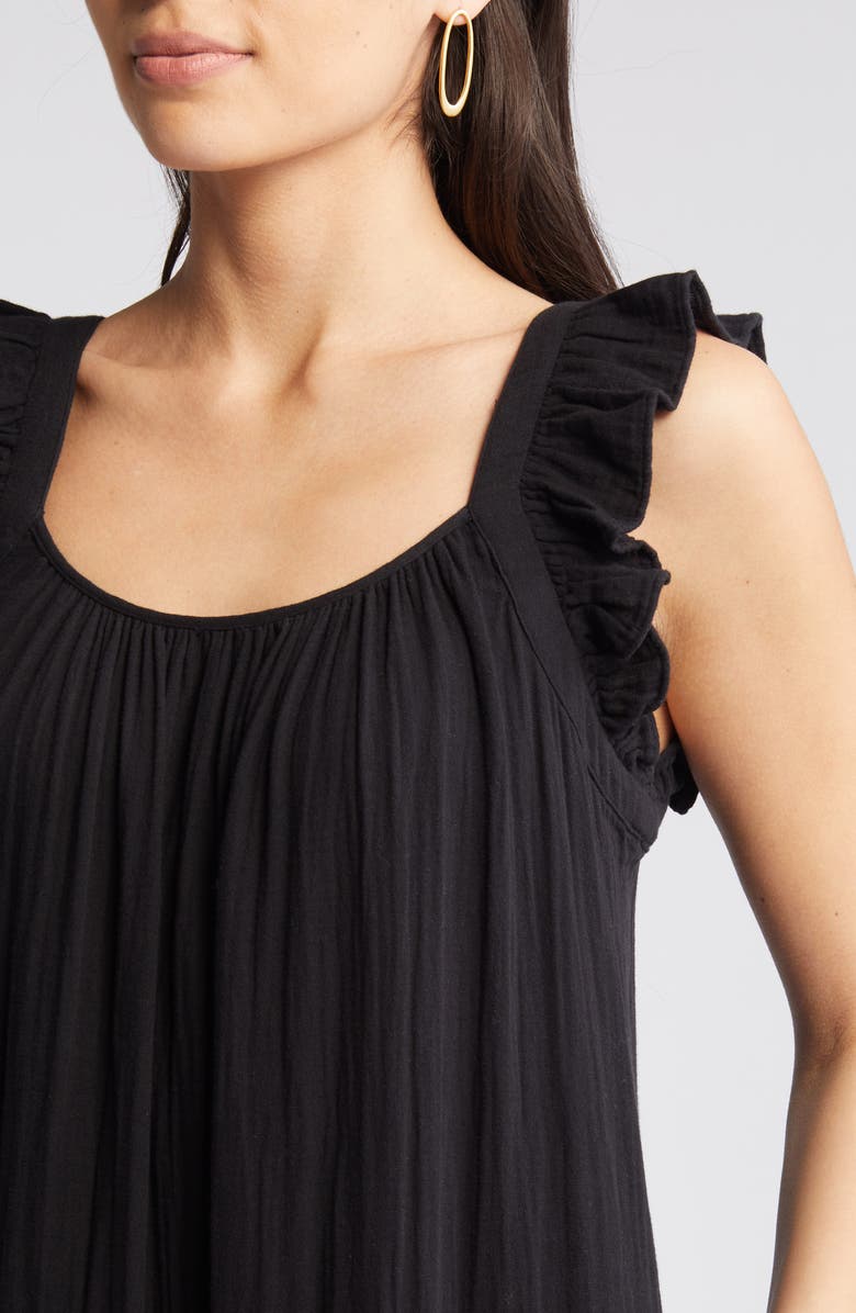 Caslon<sup>®</sup> Ruffle Tiered Cotton Maxi Sundress, Alternate, color, Black