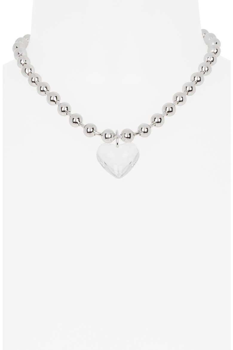 Clear Heart Pendant Necklace, Alternate, color, SILVER